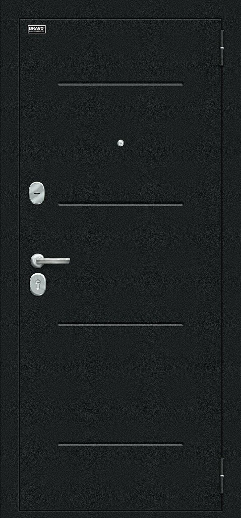 Входная дверь Лайн Букле черное/Grey Melinga BR5021 внешняя сторона